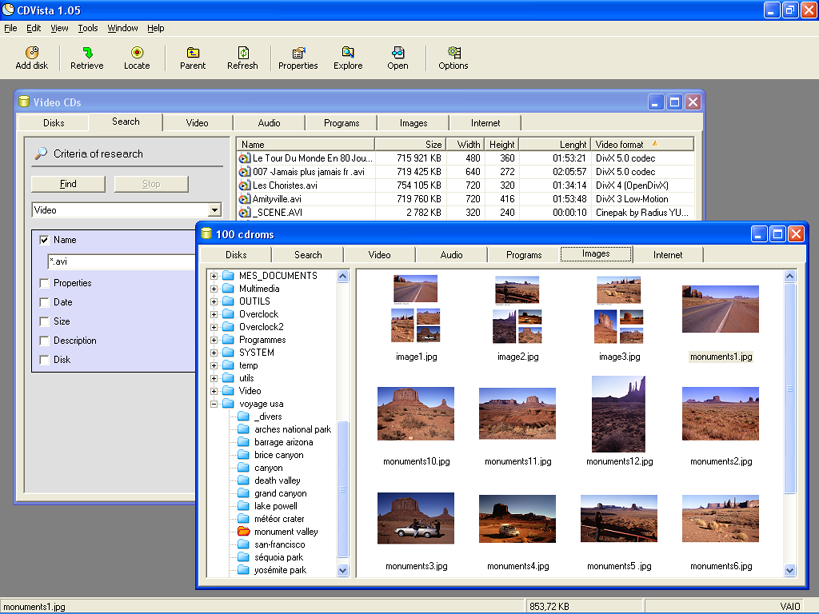 Screenshot of CDVista