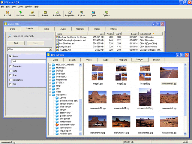 CDVista - Find quickly the files stored on your CDs.